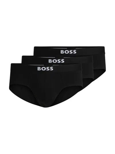 Hugo Boss Three-pack Of Stretch- Briefs With Logo In Black
