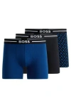 Hugo Boss Three-pack Of Stretch-cotton Boxer Briefs In Multicolour