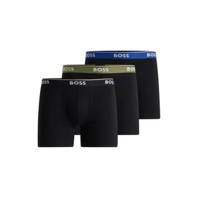 Hugo Boss Three-pack Of Stretch Cotton Boxer Briefs In Multi