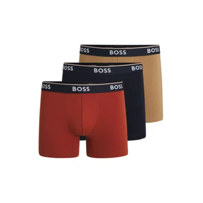 Hugo Boss Three-pack Of Stretch Cotton Boxer Briefs In Multi