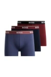 Hugo Boss Three-pack Of Stretch-cotton Boxer Briefs With Logo Waistbands In Patterned