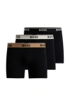 Hugo Boss Three-pack Of Stretch-cotton Boxer Briefs With Logo Waistbands In Patterned