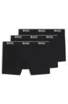 Hugo Boss Three-pack Of Stretch-cotton Boxer Briefs With Logos In Black