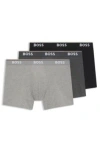 Hugo Boss Three-pack Of Stretch-cotton Boxer Briefs With Logos In Light Grey