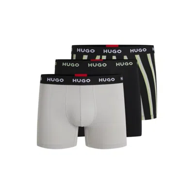 Hugo Boss Three-pack Of Stretch-cotton Boxer Briefs With Logos In Multi