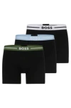 HUGO BOSS THREE-PACK OF STRETCH-COTTON BOXER BRIEFS WITH LOGOS