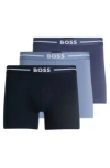 Hugo Boss Three-pack Of Stretch-cotton Boxer Briefs With Logos In Patterned