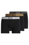 Hugo Boss Three-pack Of Stretch-cotton Boxer Briefs With Logos In Patterned