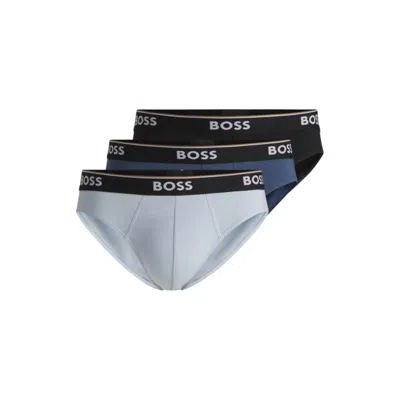 Hugo Boss Three-pack Of Stretch-cotton Briefs With Logo Waistbands In Multi