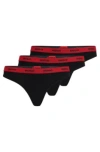 Hugo Boss Three-pack Of Stretch-cotton Thong Briefs With Logos In Black