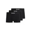 Hugo Boss Three-pack Of Stretch-cotton Trunks With Logo Waistbands In Black