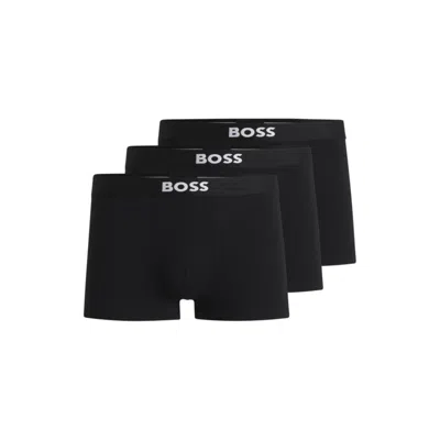HUGO BOSS THREE-PACK OF STRETCH-COTTON TRUNKS WITH LOGO WAISTBANDS