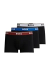 Hugo Boss Three-pack Of Stretch-cotton Trunks With Logo Waistbands In Patterned