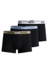 Hugo Boss Three-pack Of Stretch-cotton Trunks With Logo Waistbands In Patterned