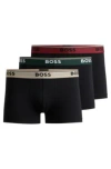 Hugo Boss Three-pack Of Stretch-cotton Trunks With Logo Waistbands In Patterned