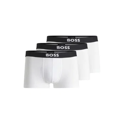 HUGO BOSS THREE-PACK OF STRETCH-COTTON TRUNKS WITH LOGO WAISTBANDS