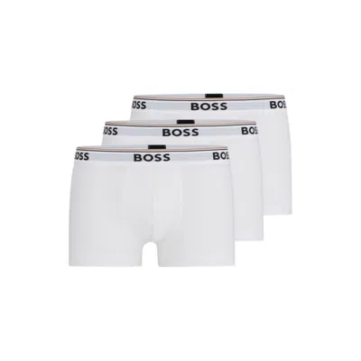 HUGO BOSS THREE-PACK OF STRETCH-COTTON TRUNKS WITH LOGO WAISTBANDS