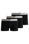 Hugo Boss Three-pack Of Trunks With Logo Waistbands In Black