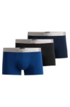 Hugo Boss Three-pack Of Trunks With Logo Waistbands In Patterned