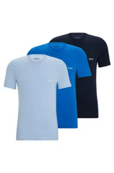 Hugo Boss Three-pack Of Underwear T-shirts In Cotton Jersey In Patterned