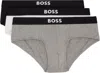 Hugo Boss Three-pack White & Black Logo-waistband Briefs
