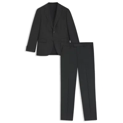 Hugo Boss Three-piece Regular-fit Suit In Stretch Virgin Wool In Black