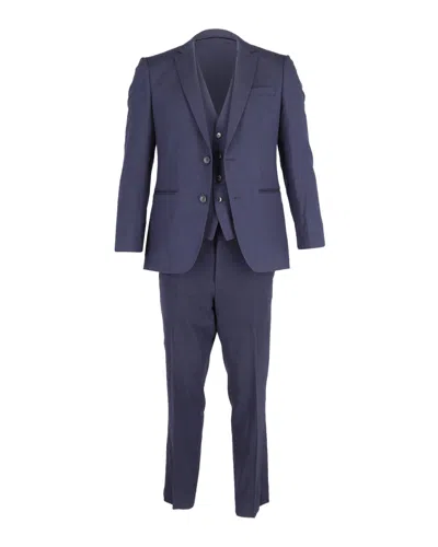 Hugo Boss Three-piece Suit Set In Navy Blue Wool