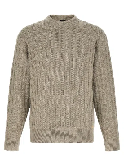 Hugo Boss Three-dimensional Jacquard Cotton Sweater In Beige