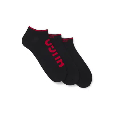 Hugo Boss Three-pack Of Ankle Socks With Logos In Black