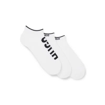 Hugo Boss Three-pack Of Ankle Socks With Logos In White