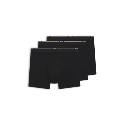 Hugo Boss Three-pack Of Bamboo-blend Boxer Briefs In Black