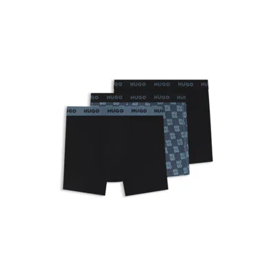 Hugo Boss Three-pack Of Boxer Briefs In Stretch Cotton In Multi