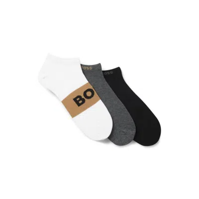 Hugo Boss Three-pack Of Cotton-blend Socks In An Ankle Length In Multi