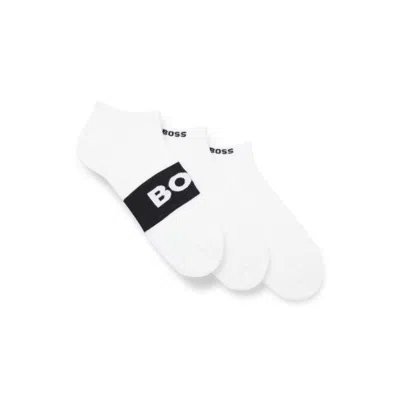 Hugo Boss Three-pack Of Cotton-blend Socks In An Ankle Length In White