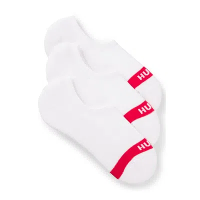 Hugo Boss Three-pack Of Invisible Socks With Logos In White