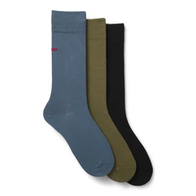Hugo Boss Three-pack Of Logo Socks In A Regular Length In Multi