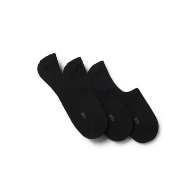 Hugo Boss Three-pack Of No-show Socks In A Cotton Blend In Black