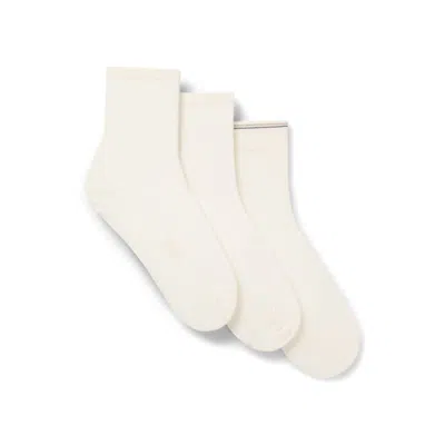 Hugo Boss Three-pack Of Quarter-length Socks With Branding In White