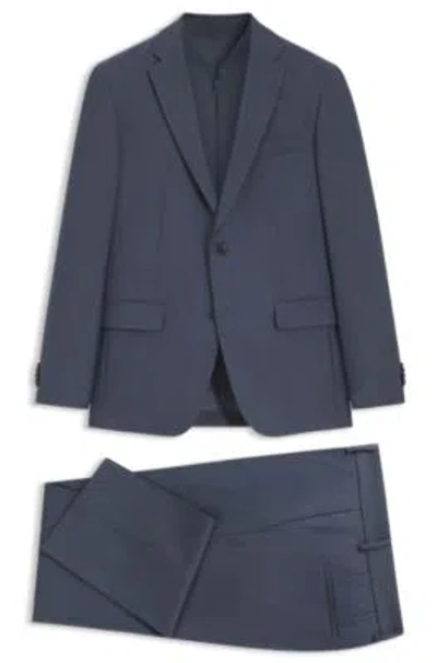 Hugo Boss Three-piece Slim-fit Suit With Zip Waistcoat In Blue