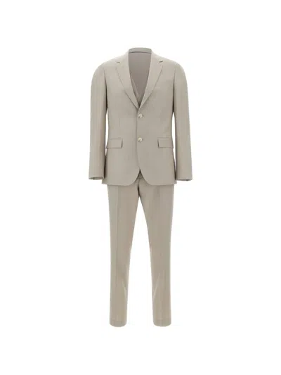Hugo Boss Three-piece Virgin Wool Suit In Multi