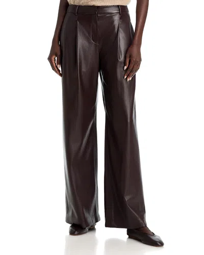 Hugo Boss Tiana Faux Leather Wide Fit Trousers In Purple