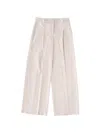 Hugo Boss Wide Leg Trousers Pleated Front Belt Loops In White