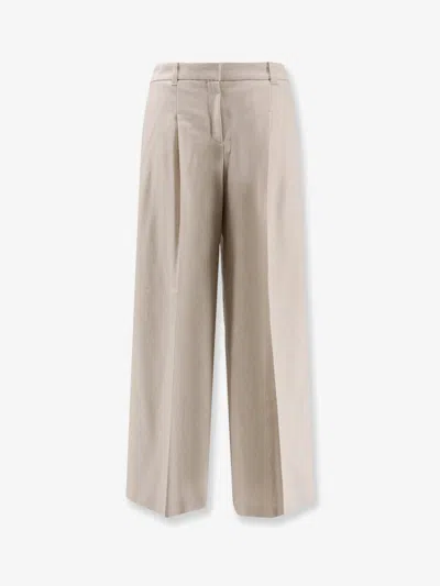 Hugo Boss Tiana Recycled Wool Blend Trousers In Sand