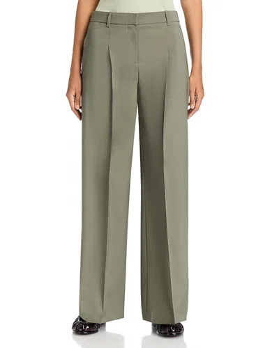 Hugo Boss Tiana Wool Pleated Wide Leg Pants - Exclusive In Green