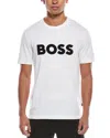 Hugo Boss Cotton-jersey T-shirt With Curved-logo Print In Gray