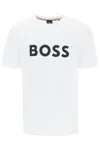 Hugo Boss Cotton-jersey T-shirt With Curved-logo Print In White