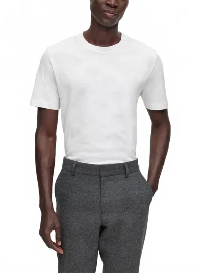 Hugo Boss Boss Tessler Slim Fit Cotton Ringer T-shirt In White