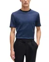 Hugo Boss Tiburt Cotton Birdseye Tee In Dark Blue