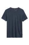 Hugo Boss Boss Tiburt Linen T-shirt In Blue