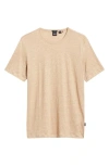 Hugo Boss Tiburt Linen T-shirt In Medium Beige